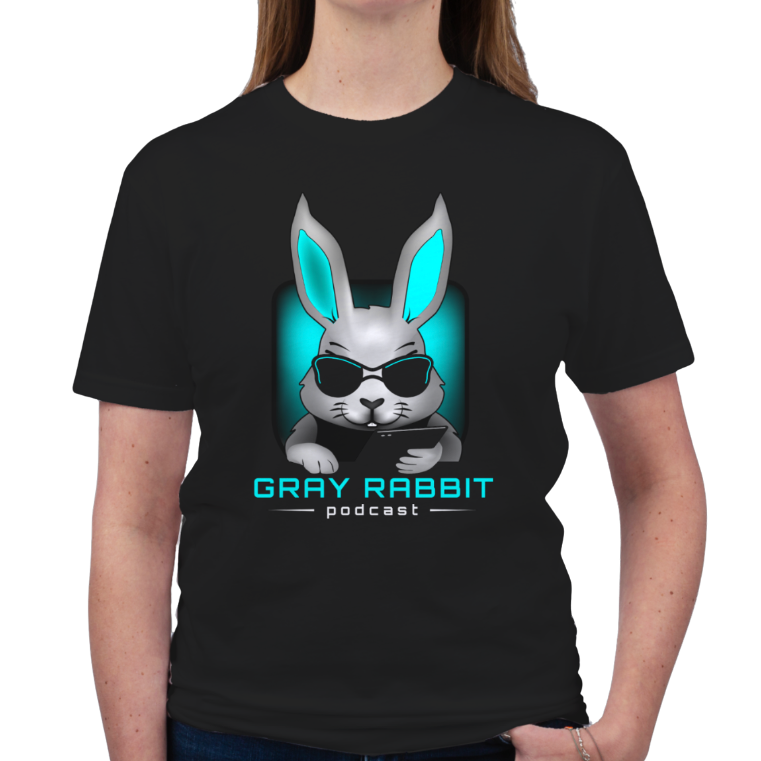 Gray Rabbit Podcast T-Shirt (Black) - Image 3
